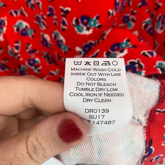 Draper James Women's Georgia Red Floral Mini Henley Dress Size Large - Picture 11 of 11